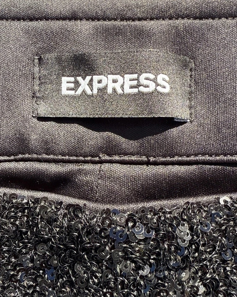 Pantalón Pantalón Small Express Negro Lentejuelas Tiro Alto Forrado Cintura Elástica Lavable Foto 1 de 4