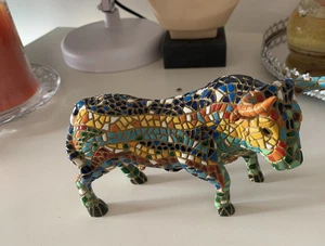 🔴 Corrida TORO spagnolo in ceramica con lavorazione a smalti MOSAICO vintage - Imagen 1 de 6