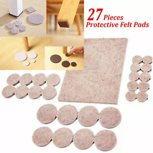 27 PC ANTI SKID Furniture Pads Protector Feet ROUND Felt Scratch Laminate New UK - Picture 1 of 3