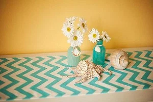 Table Runner Chevron Polyester 13x72" By Broward Linens (Variety Of Colors) - Picture 1 of 13