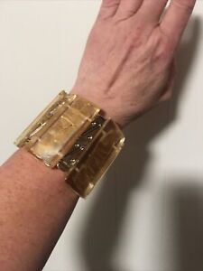 big thick chunky gold bead elastic bracelet estate jewelry