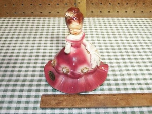 Figura Vintage JOSEF ORIGINALS Vestido Rojo y Rosa "Mimi" con Abanico y Volantes - Imagen 1 de 8