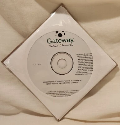 2004 Gateway Computer System Restoration 4 CD Set 7322GZ V1.0 New Sealed PKG - Image 1 of 4
