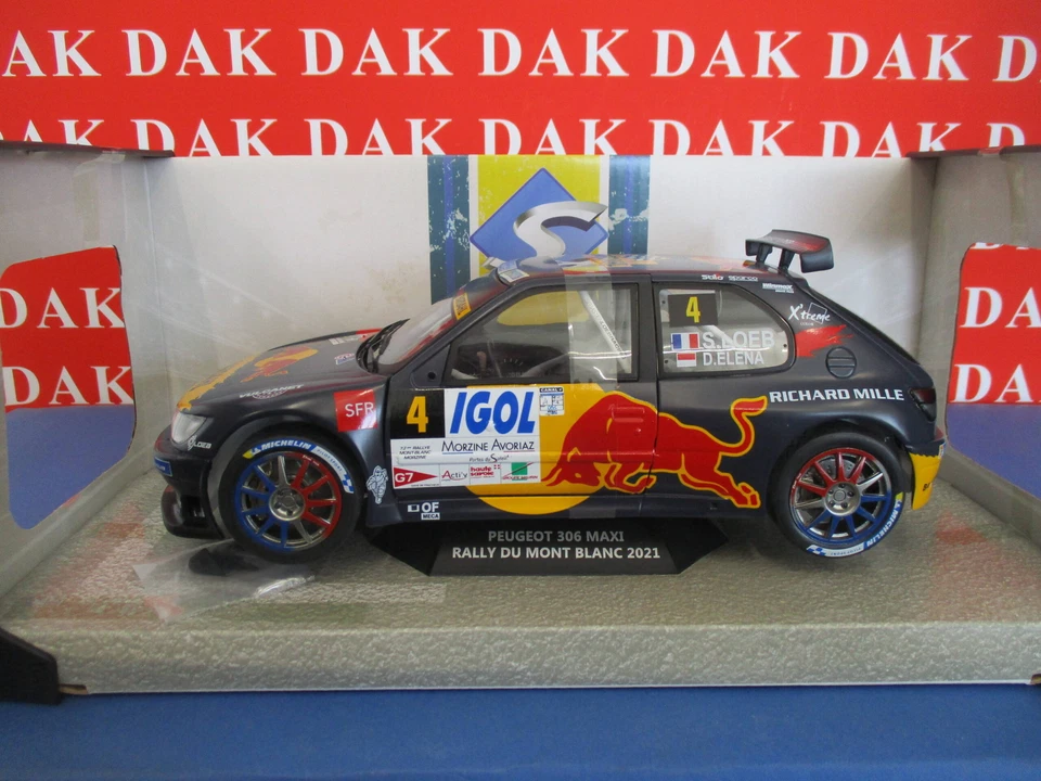 PEUGEOT 306 MAXI N.4 RALLY DU MONT BLANC 2021 S.LOEB/D.ELENA 1 18 Solido Auto Ra