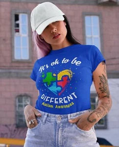 Damen Autismus T-Shirt Ok To Be Different Autismus Shirt Herz Autismus süß Autismus - Bild 1 von 25