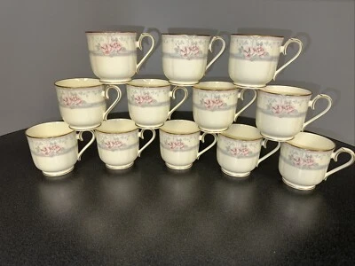 SET OF 12-Noritake Magnificence Bone China Gold Rimmed Footed Coffee Cups #9736 - Image 1 of 4