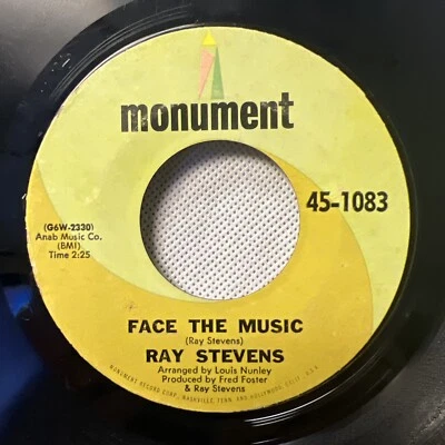 RAY STEVENS - MR BUSINESSMAN / Face The Music 45 RPM 7" RECORD MONUMENT VG / VG+ - Image 1 of 4