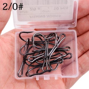 Double Fishing Hooks Carbon Steel Carp Fishhook Crank Barbed Jig Hook Sharpened - Picture 1 of 18