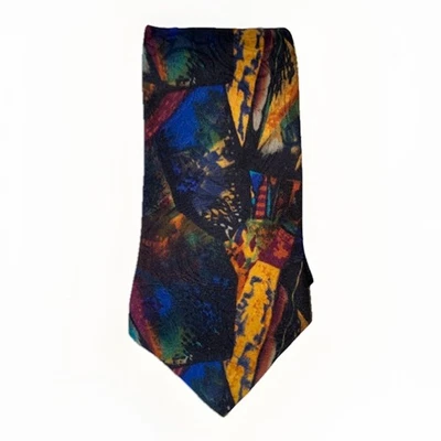 Vintage Hanover St. The Works LTD. Corbata de seda colorida con patrón abstracto Foto 1 de 3