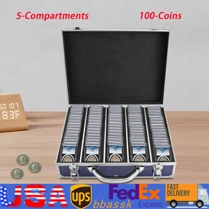 Aluminium Alloy Storage Box Case with Lock For 100 Graded Certified Coin Holders - Picture 1 of 15