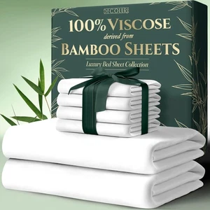 100% Viscose Derived from Bamboo Sheets Queen Size 6pcs - Ultra Soft & Luxuri... - Picture 1 of 7