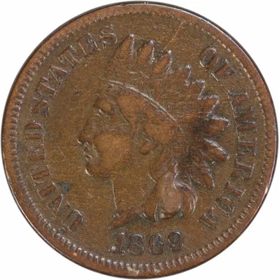 Centavo indio 1869 en muy buen estado sin certificación #641 Foto 1 de 2