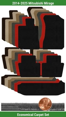 Juego de alfombrillas Velourtex personalizadas para Mitsubishi Mirage 2014-2025 (5 piezas) #10AD Foto 1 de 4