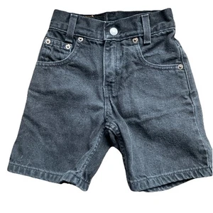 Vintage Levis 550 Relaxed Fit Jeans Youth Size 4 Boys Black Denim Shorts - Picture 1 of 7