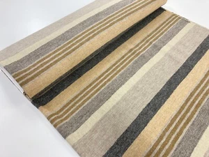 British Wool Fabric Mustard Ochre Stripe Abraham Moon Coat Dressmaking Material - Picture 1 of 8