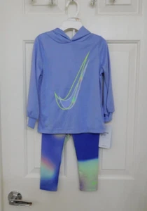 NWT 2pc Nike Hooded Long Sleeve Lilac Top & Print Leggings Set sz 12 Months - Picture 1 of 2