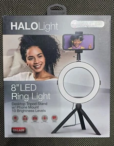 Tzumi On Air Halo Light 8” LED Ring Light Desktop Tripod Stand Selfie - Picture 1 of 3