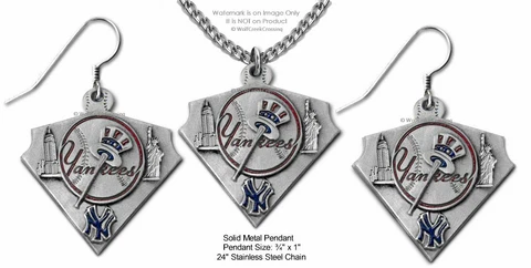 NEW YORK YANKEES NECKLACE EARRINGS SET - STAINLESS STEEL CHAIN MLB FREE SHIP A' Cover
