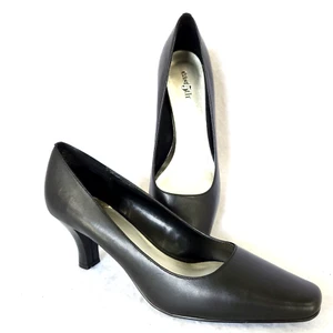 East 5th Shoes Womens 10 M Black Leather Pumps Spool Heels 024-5809 - Picture 1 of 10