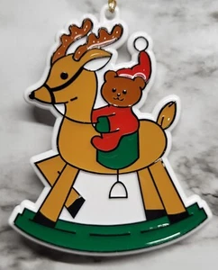 Vintage Christmas Ornament. Dakin & Company. Plastic. Teddy Bear Riding A Deer - Picture 1 of 4