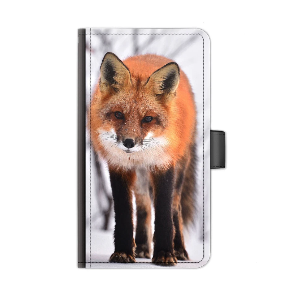 Funda de teléfono Fox rojo; cubierta de teléfono billetera abatible de cuero PU para Apple/Samsung/Huawei Foto 1 de 4