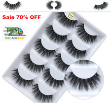 5Pair 3D Mink False Eyelashes Wispy Cross Long Natural Thick Soft Fake Lashes UK
