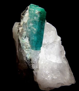 3.15" Sharp Deep Green Emerald Crystals on Matrix, Minas Gerais, Brazil! EM148 - Picture 1 of 5