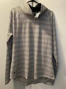 Under Armour Zinger Women’s LS Pullover Size XL NWT Gray Stripe Collar Athletic - Picture 1 of 6