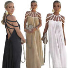 Women Boho Strappy Backless Maxi Dress Summerholiday Casual Long Sundress Uk