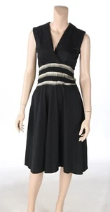 Lisa Robin Vintage 60s 70s Black & Gold Cocktail Dress size 12 - Picture 1 of 3