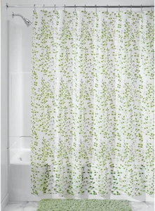 Idesign Vine Waterproof PEVA Bathroom Shower Curtain - 72" X 72", Green/White - Picture 1 of 12