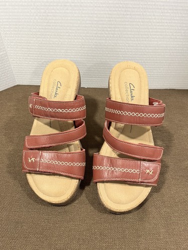 Clarks Roseville Bay Sandalo Comfort Donna 10 Pelle Rosso Facile da Viaggio Spiaggia
