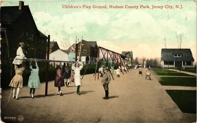 Children's Playground Hudson County Park Jersey City NJ Postcard Posted 1909 - Image 1 of 2