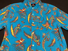 Quiksilver Mens Hawaiian Aloha Button Short Sleeve Blue Cotton Polyester Shirt L