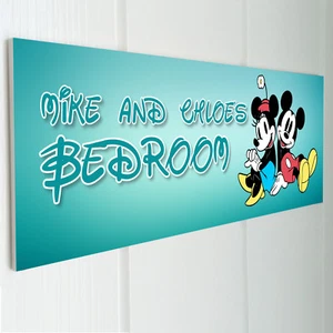 MICKEY MINNIE Personalised Door Sign Plaque Kids Bedroom Daughter Son Babyroom - Picture 1 of 4