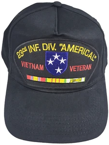 US ARMY 23RD INFANTRY DIVISION AMERICAL VIETNAM VETERAN W/ SERVICE RIBBONS HAT - Picture 1 of 1