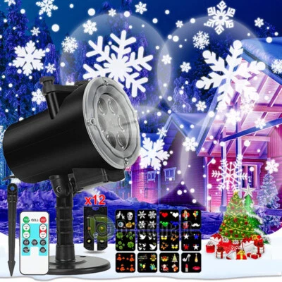 Luces de Navidad Cumpleano Fiesta Paisaje De Movimiento Proyector 12Patrones LED - Image 1 of 4