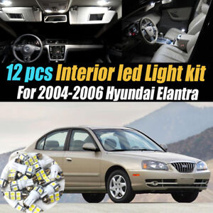 12Pc Super White Car Interior LED Light Kit Pack for 2004-2006 Hyundai Elantra