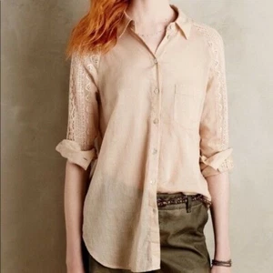 Anthropologie Lace Back Button Down Neu L - Bild 1 von 6