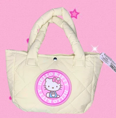 Bolso de Mano Sanrio Hello Kitty Puffer Acolchado Detalle de Parche Bolso Hinchado para Mujer Foto 1 de 4