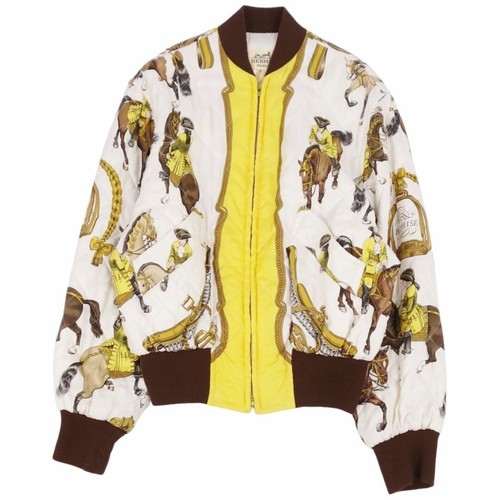 HERMÈS Hermes Giacca Vintage Imbottita Blouson REPRISE Modello Totale 100% Seta Usata MOLO 0