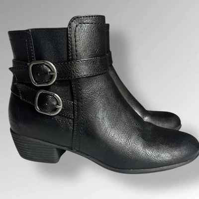 Croft & Barrow Mujer 7.5M Negro Botines Hebillas Plateadas Foto 1 de 4