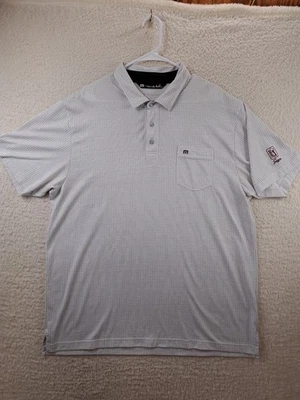 Polo de golf Travis Mathew TPC Sawgrass para hombre talla 2XL bolsillo blanco/gris a cuadros Foto 1 de 4