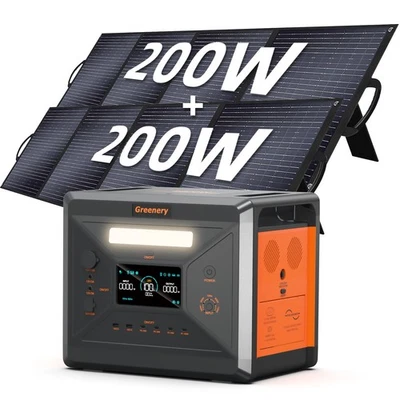 Greenery 2500W&2304wh LiFePO4 Akku Power Station mit 2 Pcs 200W Solarzelle - Bild 1 von 4