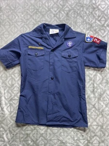 Boys Scouts Of América Youth  Blue Short Sleeve Button Up Shirt Size M - Picture 1 of 8