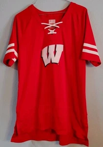 Wisconsin Badgers Lace Up Football Jersey Box Seat Woman's Size XL Red - Picture 1 of 3