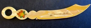 Vintage Windsor N.S. Initials Plastic Yellow Maple Leaf Letter Opener 6.5" Long - Picture 1 of 4