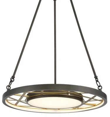 Metropolitan N7526-L Tribeca 24"W LED Drum Chandelier - Smoked Iron / Soft Brass Foto 1 de 4