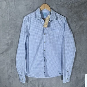 Camisa a Presión Scotch & Soda Pearl Para Hombre Mediana Azul Cuadros Manga Larga - Imagen 1 de 8