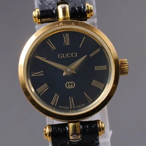 Vintage ◆Exc+5◆ GUCCI 2000L Roman Black Dial Ladies 22mm Quartz Watch From JAPAN - Picture 1 of 12